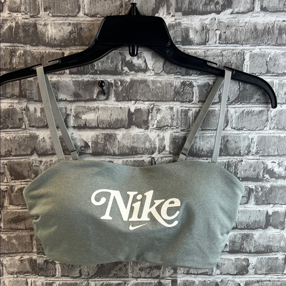 Nike Green Logo Strapless Sports Bra
